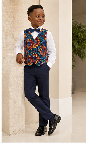Boy's Ankara Waistcoat Set
